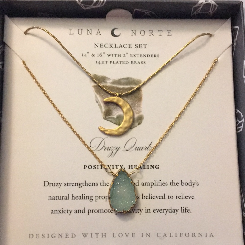 Luna Norte double moon and crystal necklace